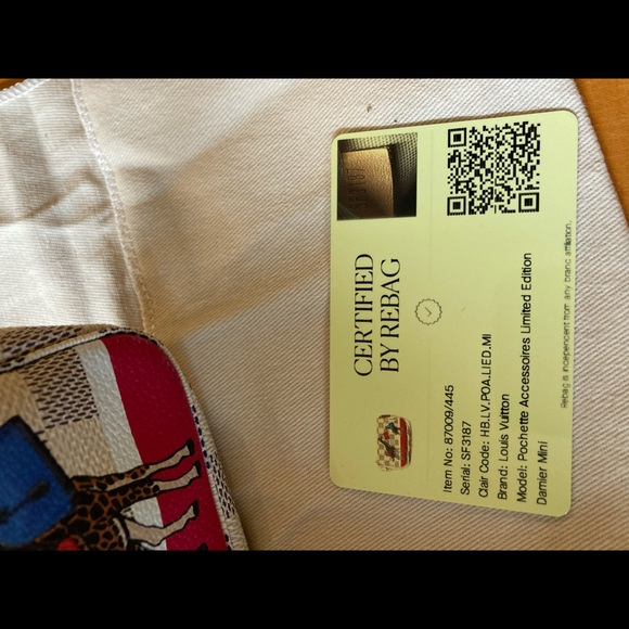 Authentic Louis Vuitton mini pochette in damier azur with Giraffes - Picture 5 of 6